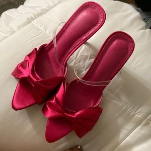 Hot Pink Satin Bow Heels